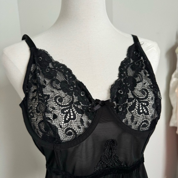 Coquette babydoll slip dress mini black lace goth punk M - Picture 4 of 7